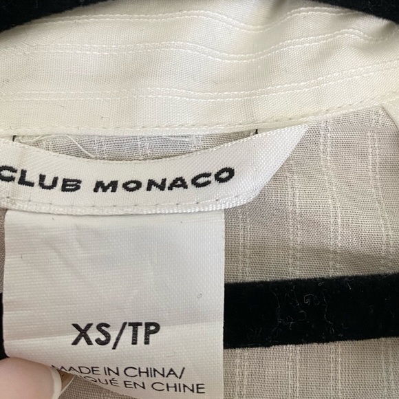 CLUB MONACO WHITE CLASSIC 100% COTTON BOW TIE BUTTON DOWN BLOUSE XS - Picture 6 of 7